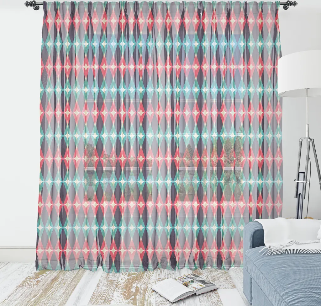 Tapisserie Abstraite Diamant en Satin Indigo Multicolore 210 x 274 cm