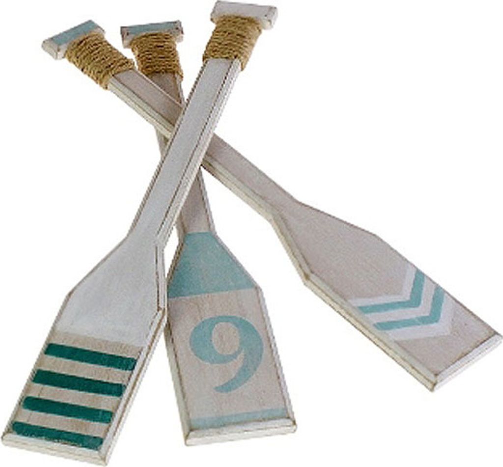 3tlg. Holzpaddel HOLIDAY weiß aqua Dekopaddel H38,5cm Holz Beach House (3 Motive)