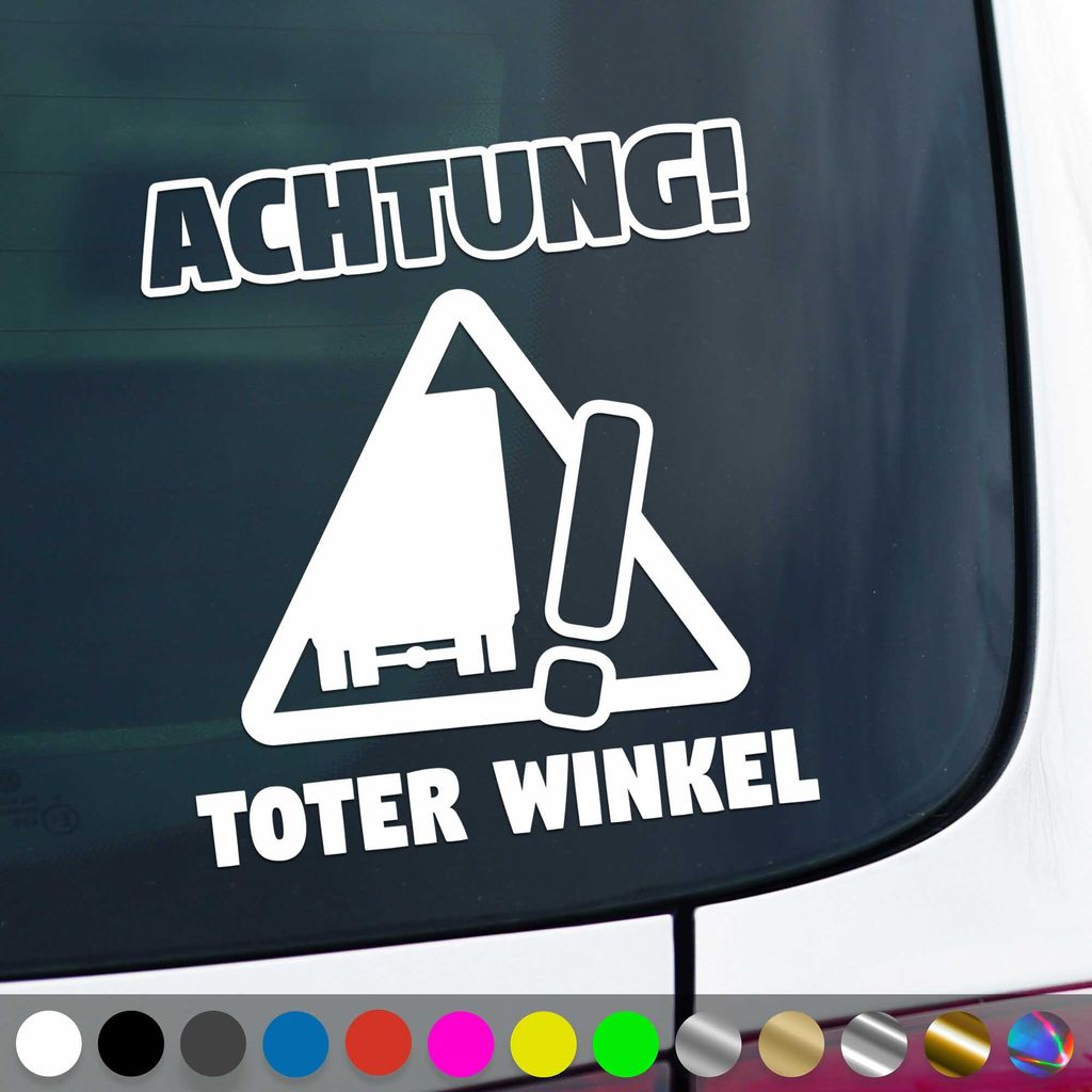 PantherPixel Toter Winkel Aufkleber Achtung Voricht Angles Morts Sticker Auto Geschenkidee Farbe Weiss