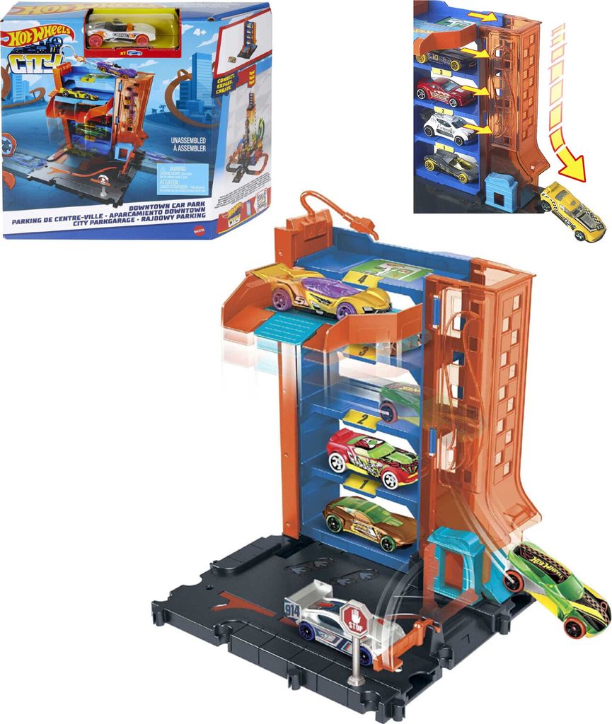 Hot Wheels City 2022 Downtown Assorti - Pack Circuits Et Voitures De Course