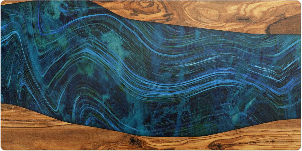 Holz Und Wellen– Schreibtischunterlage – Schreibtisch Tischunterlage – 120x60 cm – Unterlage Groß Schreibtischmatte