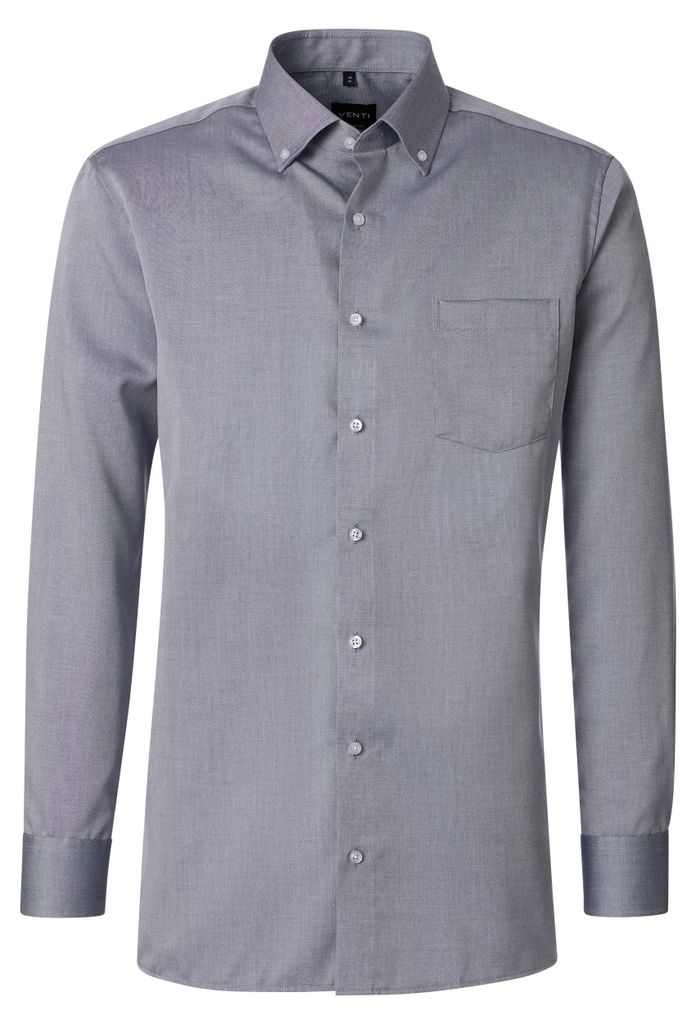 VENTI Herren Businesshemd Langarm Button-Down Comfort-Fit Blau 50