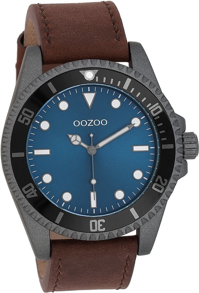 Oozoo Leder Herren Uhr Analog Quarzuhr Armband braun Timepieces D2UOC11116