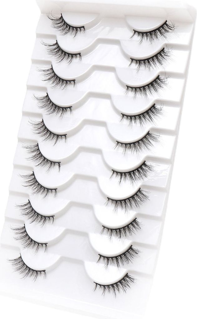 10 Paar falsche Wimpern, 3D-Effekt, natürliches Aussehen, dichte, lockige, flauschige Wimpernverlängerung, Kunstnerzhaar, Katzenaugen-Wimpern, d...