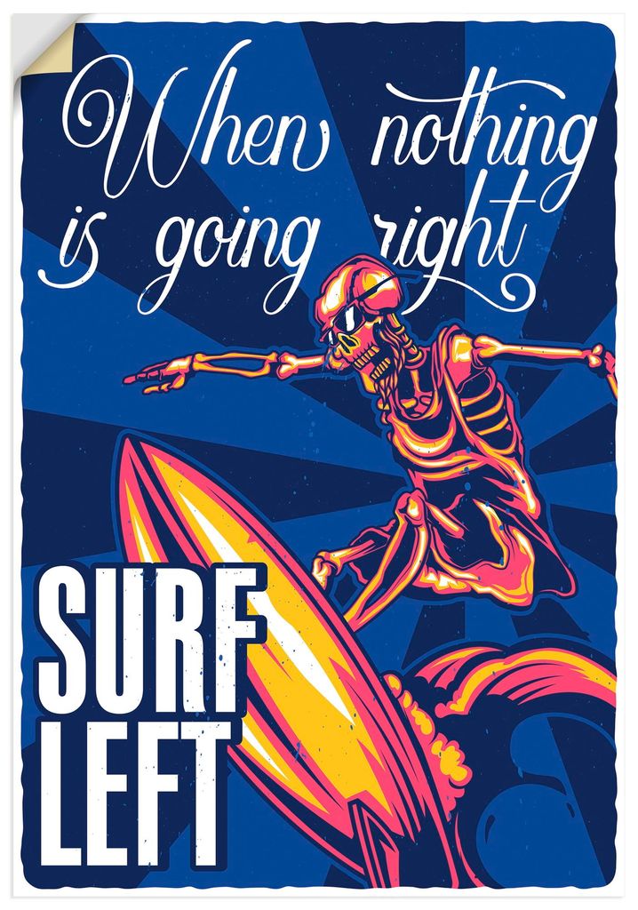 ARTland Wandbild, selbstklebend Surfen Größe: 90x130 cm