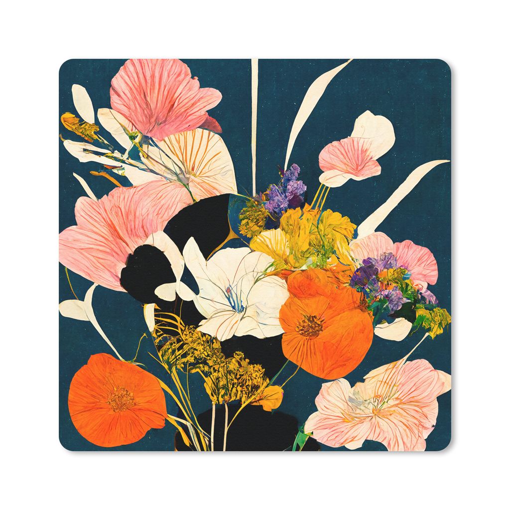 MuchoWow Mauspad Mousepad Blumen - Vase - Malerei - Pflanzen 30x30 cm - Mousepads - Maus Mat - Pad - Mausunterlage - Gaming