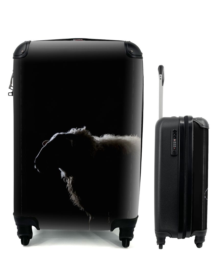 MuchoWow Koffer Handgepäck Trolley Rollkoffer Kleine Reisekoffer mit 4 Rollen - Schaf - Schatten - Tier - Cabin Size < 55x40x23 cm & 55x40x20 cm...