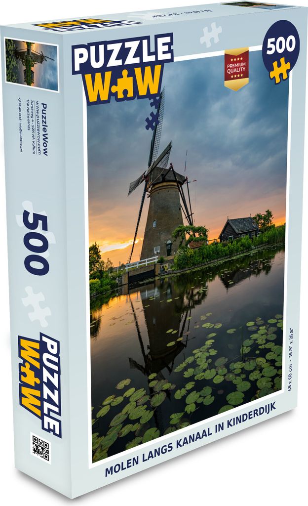 MuchoWow Puzzle 500 Teile Mühle an der Gracht in Kinderdijk - Denken - Spiel - Toy