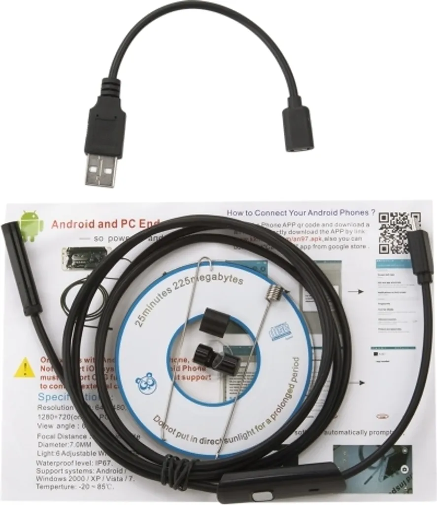 Caméra de plomberie et mécanique USB 5m avec câble rigide modulable - 4