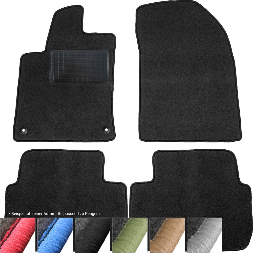moto-MOLTICO Fußmatten Auto Velours Autoteppiche Schwarz Automatten Set 4-teilig passend für Peugeot 508 ab 2011 (Schwarze - Ziernähte)