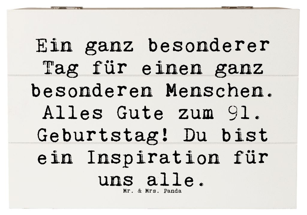 Mr. & Mrs. Panda Schatulle Spruch 91. Geburtstag 22 x 15 cm - Weiß - Geschenk, 91 Jahre, schatztruhe, fotobox, Alter, Holzkiste, Geburtstagsgesche...