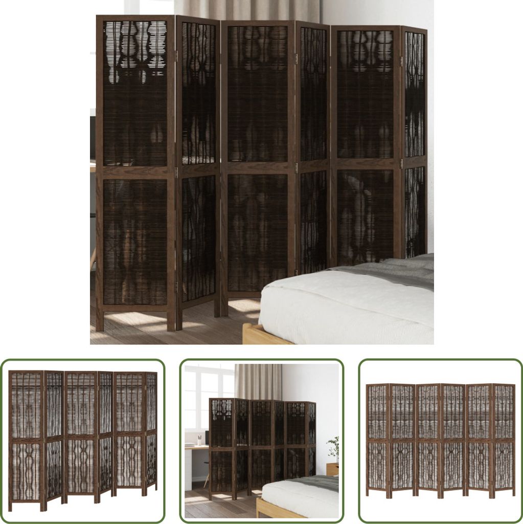 The Living Store 6-tlg. Raumteiler Dunkelbraun Massivholz Paulownia