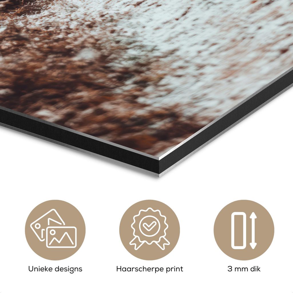 MuchoWow Wanddekoration Metall Metallbild Wandkunst 20x30 cm Wald - Winter - Bäume - Natur - Weg - Schnee MuchoWow Aluminium Gemälde - Alu Dibond...