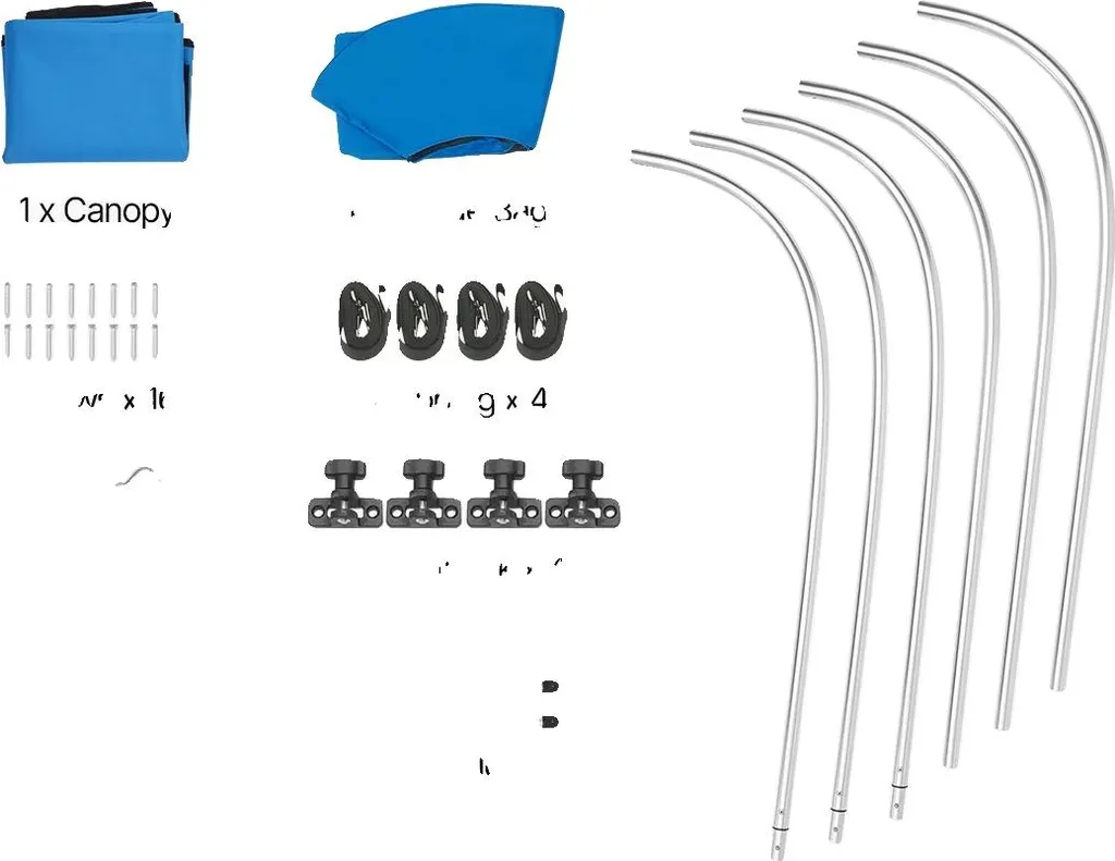 Taud de bateau 600D polyester avec support réglable bleu Pacifique typeA