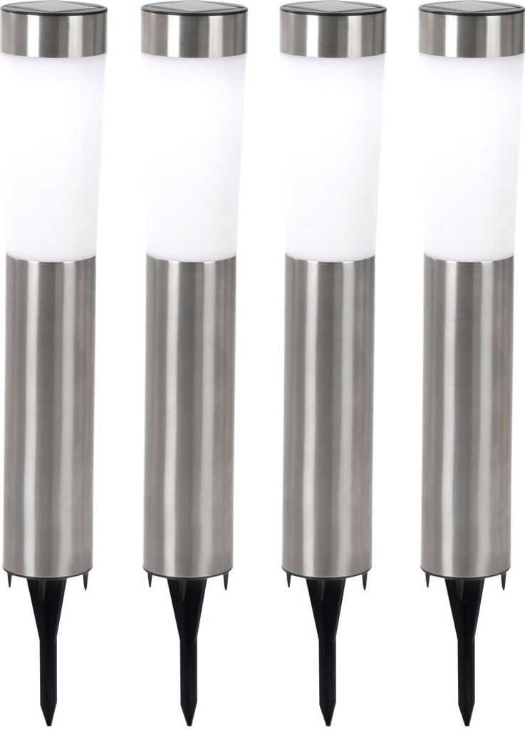 4er Set LED Solarleuchte, Edelstahl, Erdspieß, H 56 cm Produktbild 