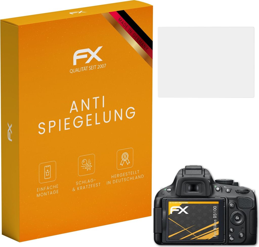 atFoliX FX-Antireflex 3x Schutzfolie kompatibel mit Nikon D5100 Displayfolie