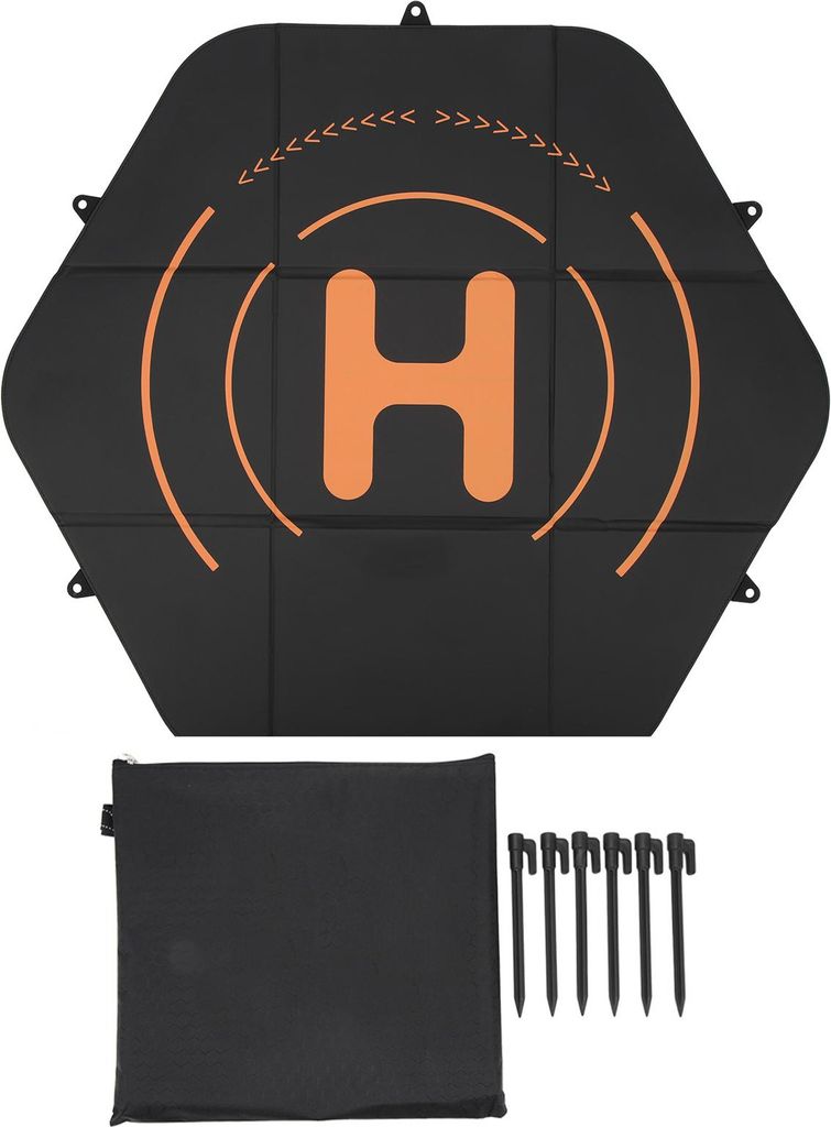 Drone Landing Pad 80 cm Leder Silikon doppelseitig wasserdichtes Sechseck Schnellfalt -Beschützer für Mavic 3 Pro Schwarz