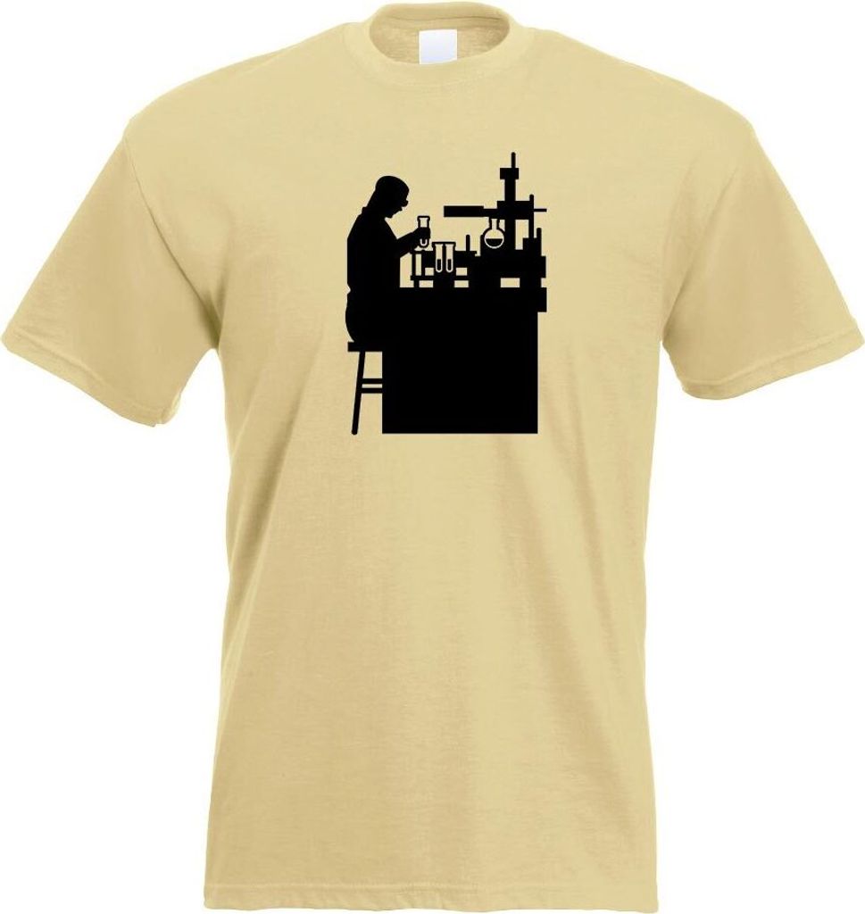 Kiwistar - T-Shirt - Khaki - Laborant Labor Figur Motiv Bedruckt Funshirt Design Print - mit Motiv Bedruckt - Funshirt Design - Sport - Freizeit - ...