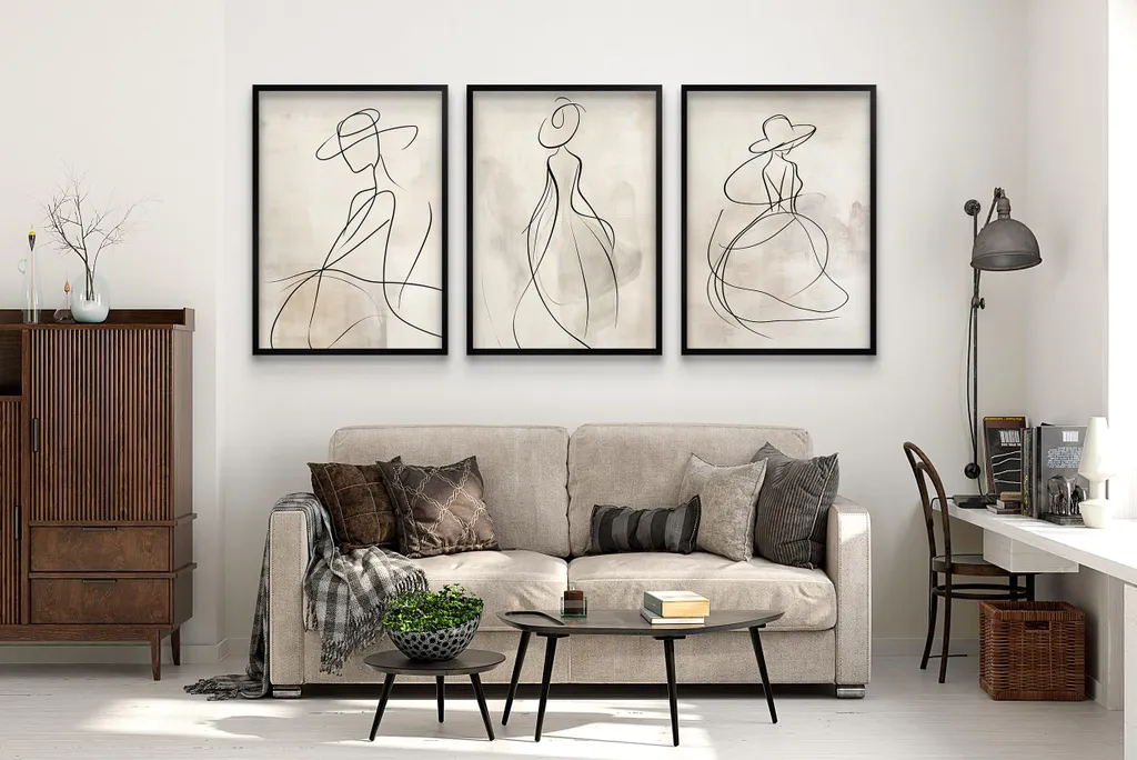 Trittico Poster Boho Chic per Casa Moderna - Quadri Donna con Cornice - 6