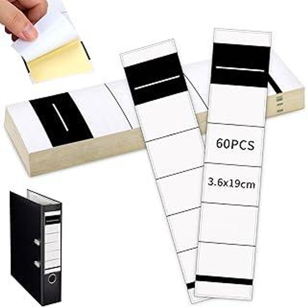 SWTYExt Ordnerrücken Selbstklebend Schmal 3,6x19 cm Rückenschilder Ordner 60 Stück Aktenordner Aufkleber Weiß Ordner Kleberücken Beschreibbar ...