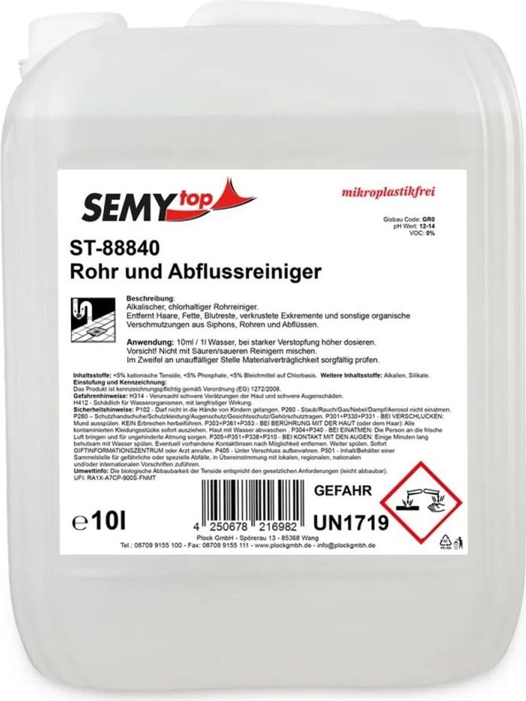 SemyTop Rohr- und Abflussreiniger - 10 l Kanister - mikroplastikfrei