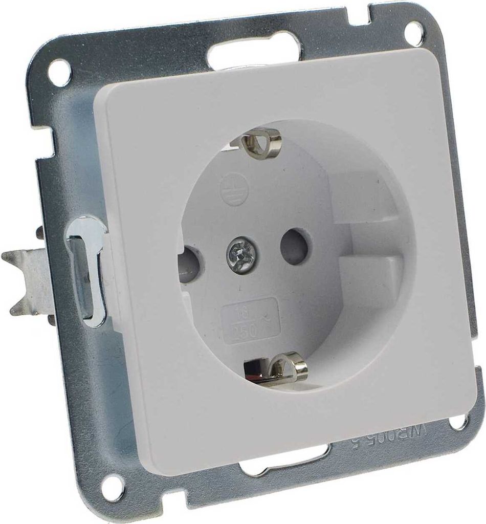 MILOS Schutzkontakt-Steckdose 22771, 16A/250V, Klemmanschluss, weiß matt