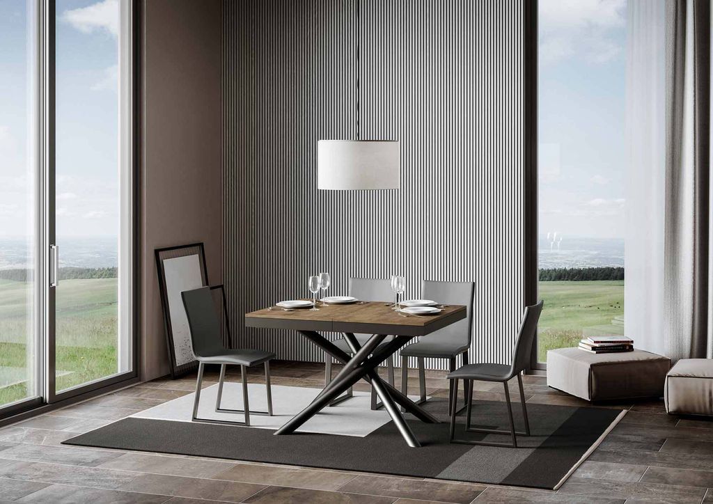 ITAMOBY - Ausziehtisch 120/380x90 cm Famas Evolution Nussbaum Gestell und Füße Anthrazit