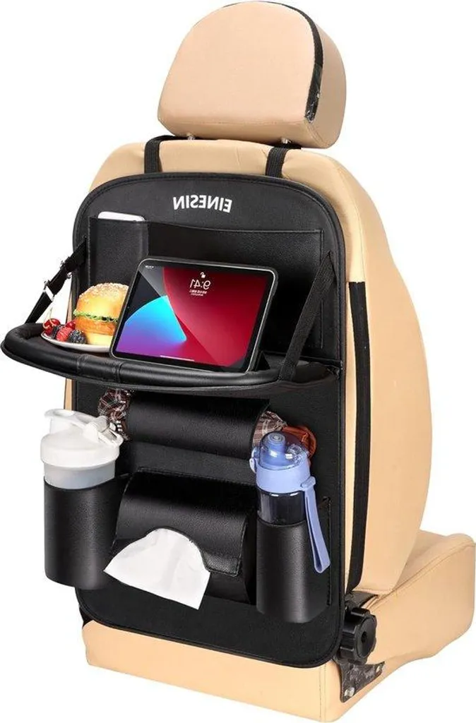 Organiseur de voiture en tissu Oxford noir imperméable avec tablette