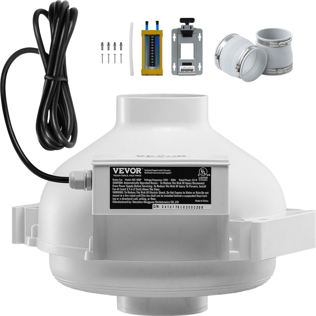 98-89mm Radon-Minderungs-Lüftersystem-Kit 260CFM Inline-Kanalventilator