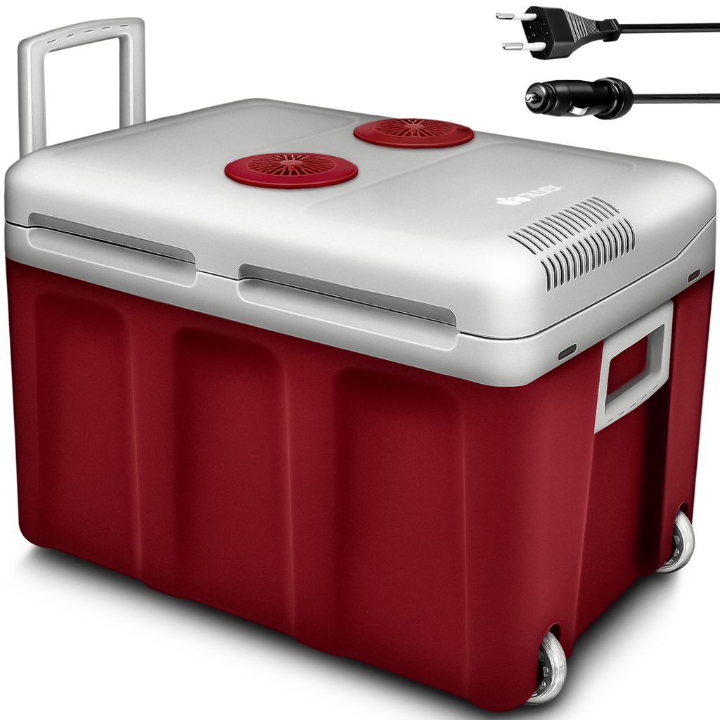 tillvex Kühlbox elektrisch 40L Rot mit Rollen