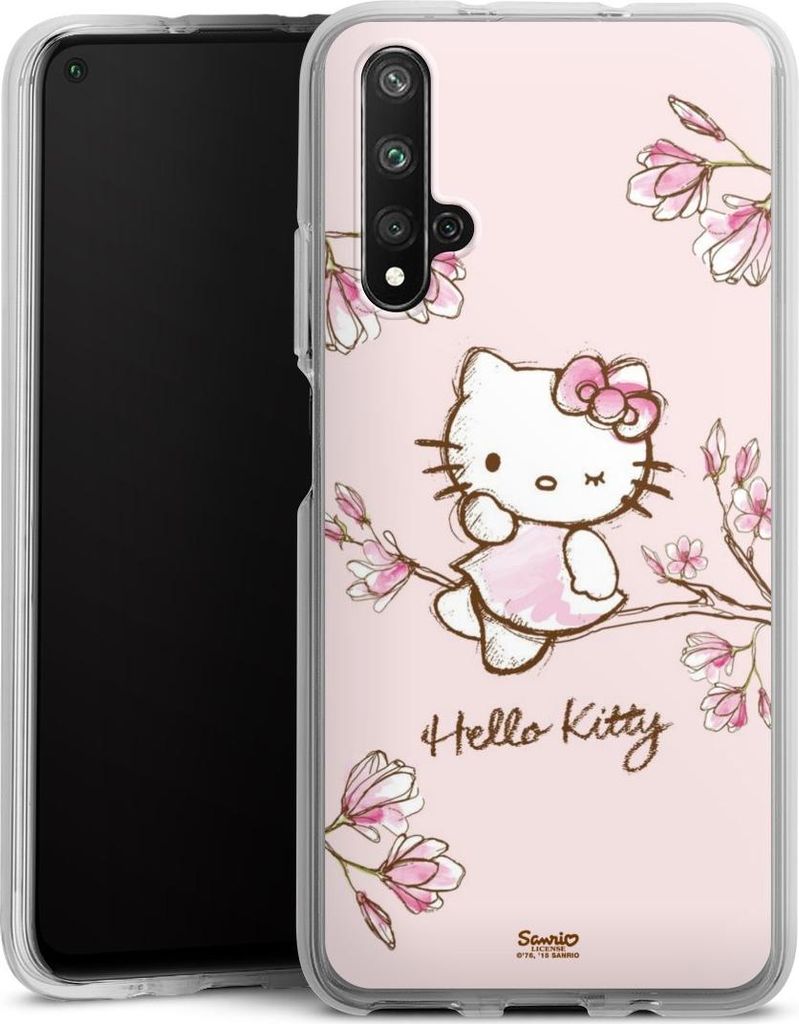 DeinDesign Handyhülle für Huawei Nova 5T Silikon Hülle Case Smartphone Schutzhülle Fanartikel Hanami Hello Kitty