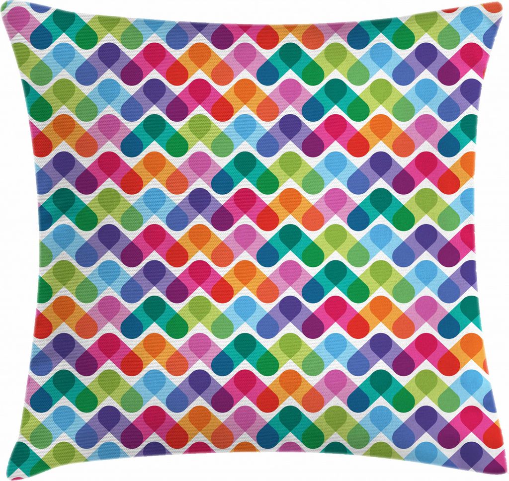 ABAKUHAUS Bunt Kissenbezug, Lebhaft und Geometrisches, Digitaldruck Wasser Resistent Farbfest mit Reißverluß und Waschbarer Kissenhülle, 60 x 60...