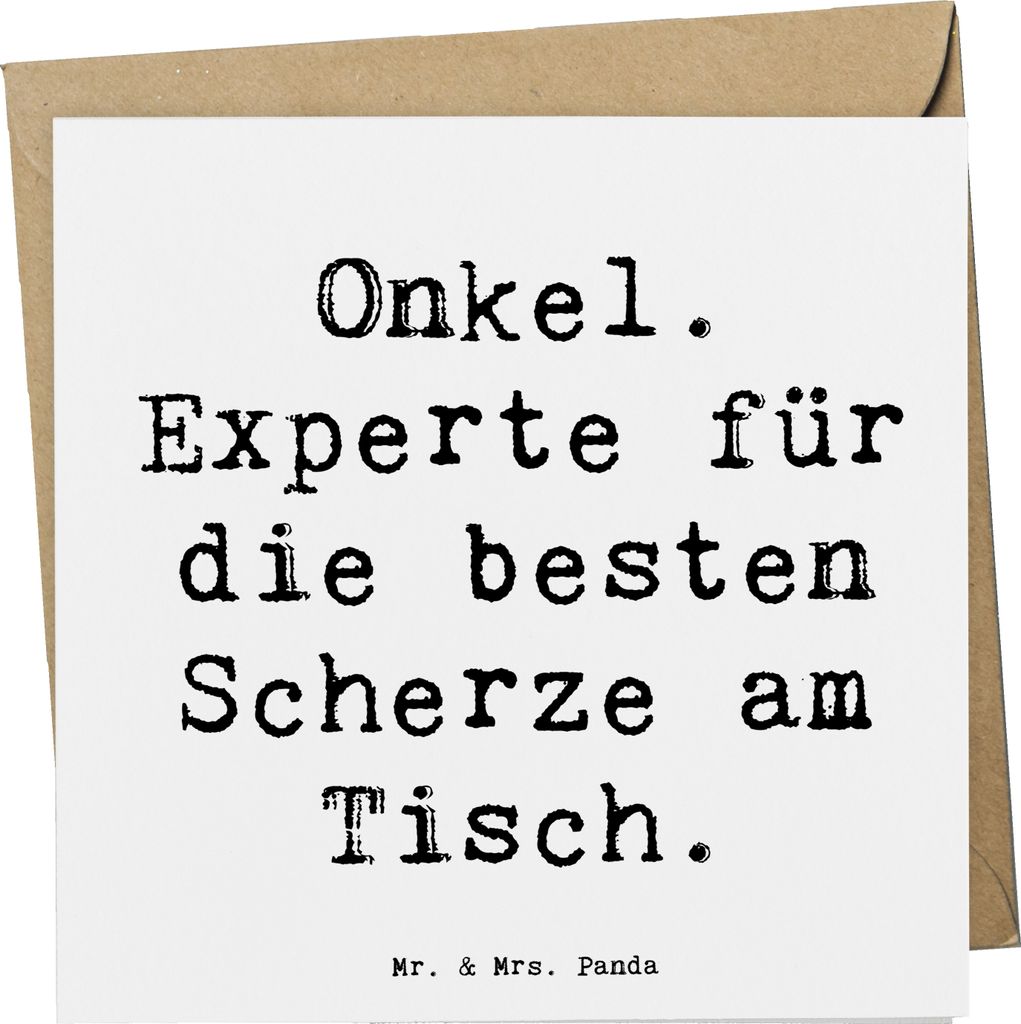 Mr. & Mrs. Panda Glückwunschkarte Spruch Onkel Scherzkönig - Weiß - Geschenk, handgemacht, Klappkarte, faltkarte, doppelkarte, Grußkarte, Famil...