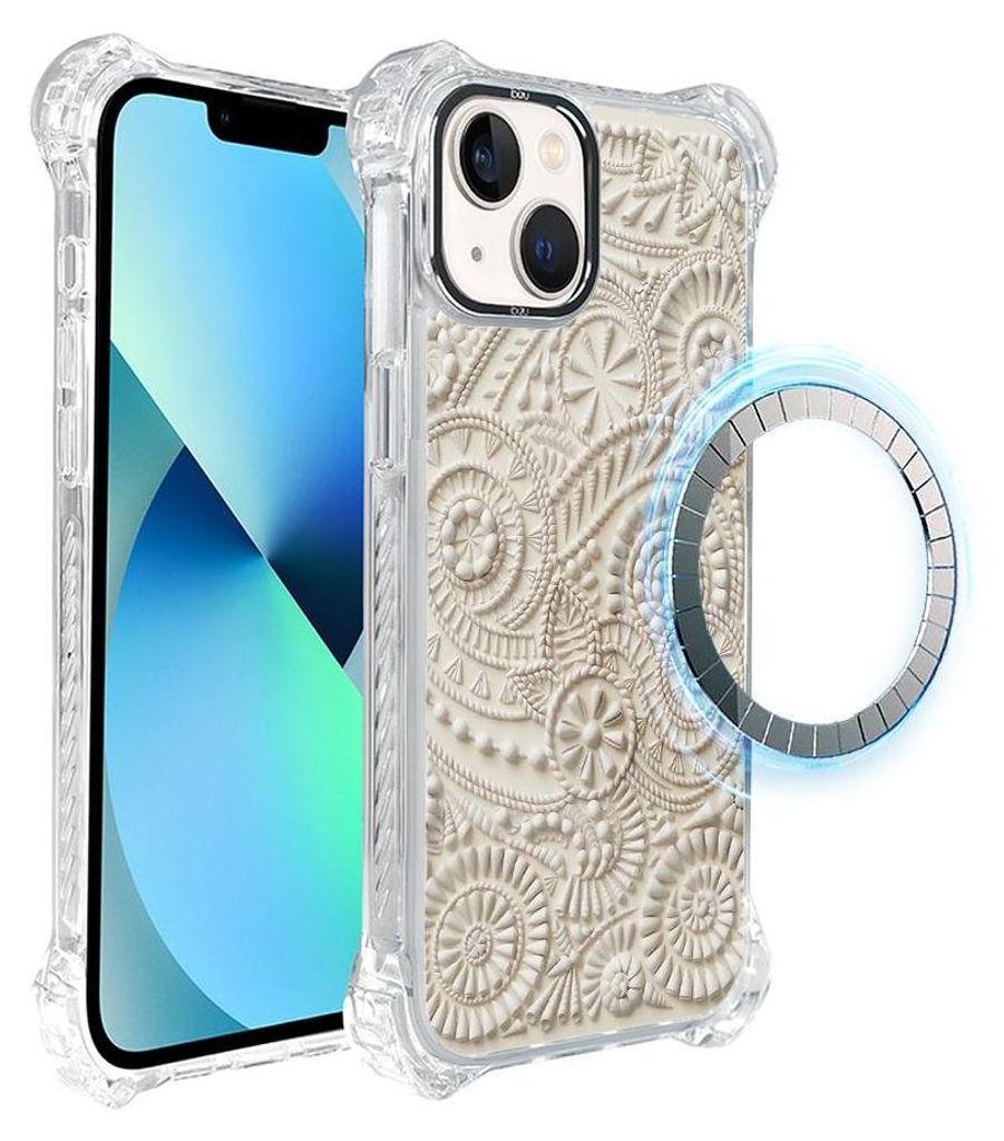 Schutzhülle für das iPhone 13, MagSafe-kompatibel, verstärkte Ecken, transparente Seiten, Sanddekoration