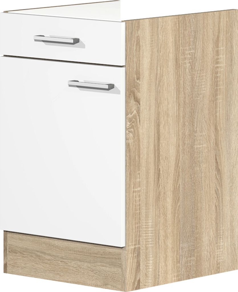 Küchenunterschrank ohne Arbeitsplatte - 50 cm breit - Weiß Produktbild 