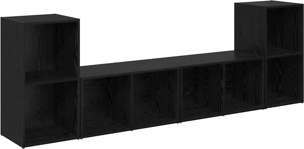 vidaXL Set Mobili TV 4 Pezzi Rovere Nero 37x35x72 cm | Arredo Soggiorno