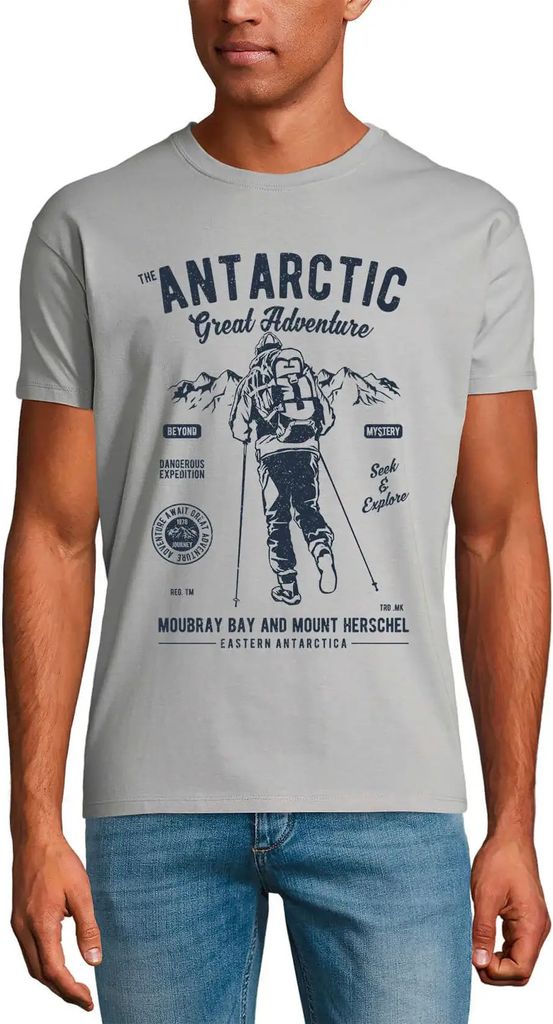 Herren Grafik T-Shirt Antarktis großes Abenteuer Neuheit – Antarctic Great Adventure Novelty – Öko-Verantwortlich Vintage Jahrgang Kurzarm Lu...