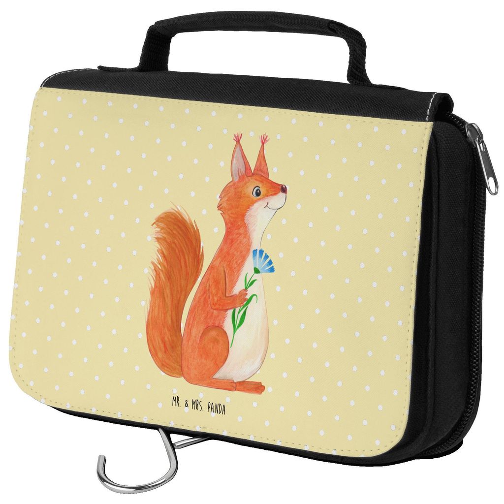 Mr. & Mrs. Panda kulturtäschchen Eichhörnchen Blume - Gelb Pastell - Geschenk, Motivation Sprüche, Spruch Positiv, Kulturtasche, Lachen, Kulturb...