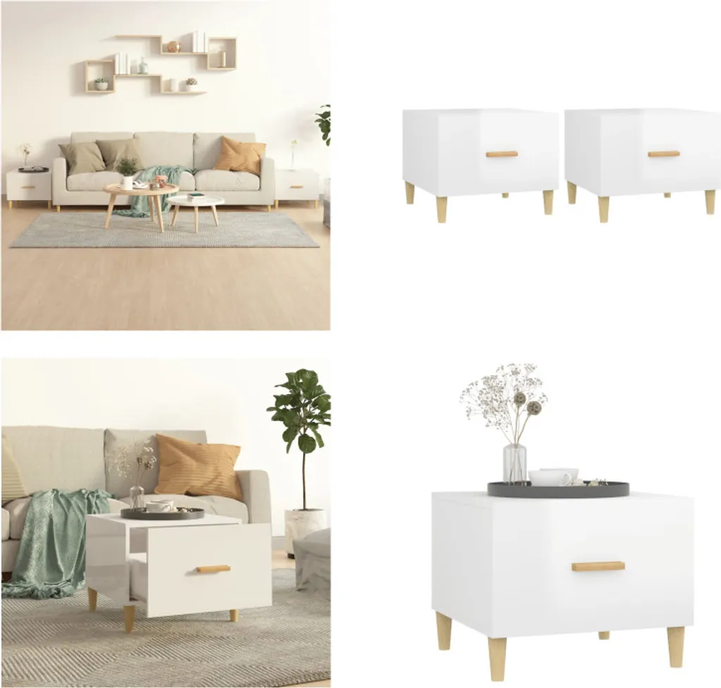 Set 2 Tavoli da Caffè vidaXL Bianco Lucido - Arredo Soggiorno