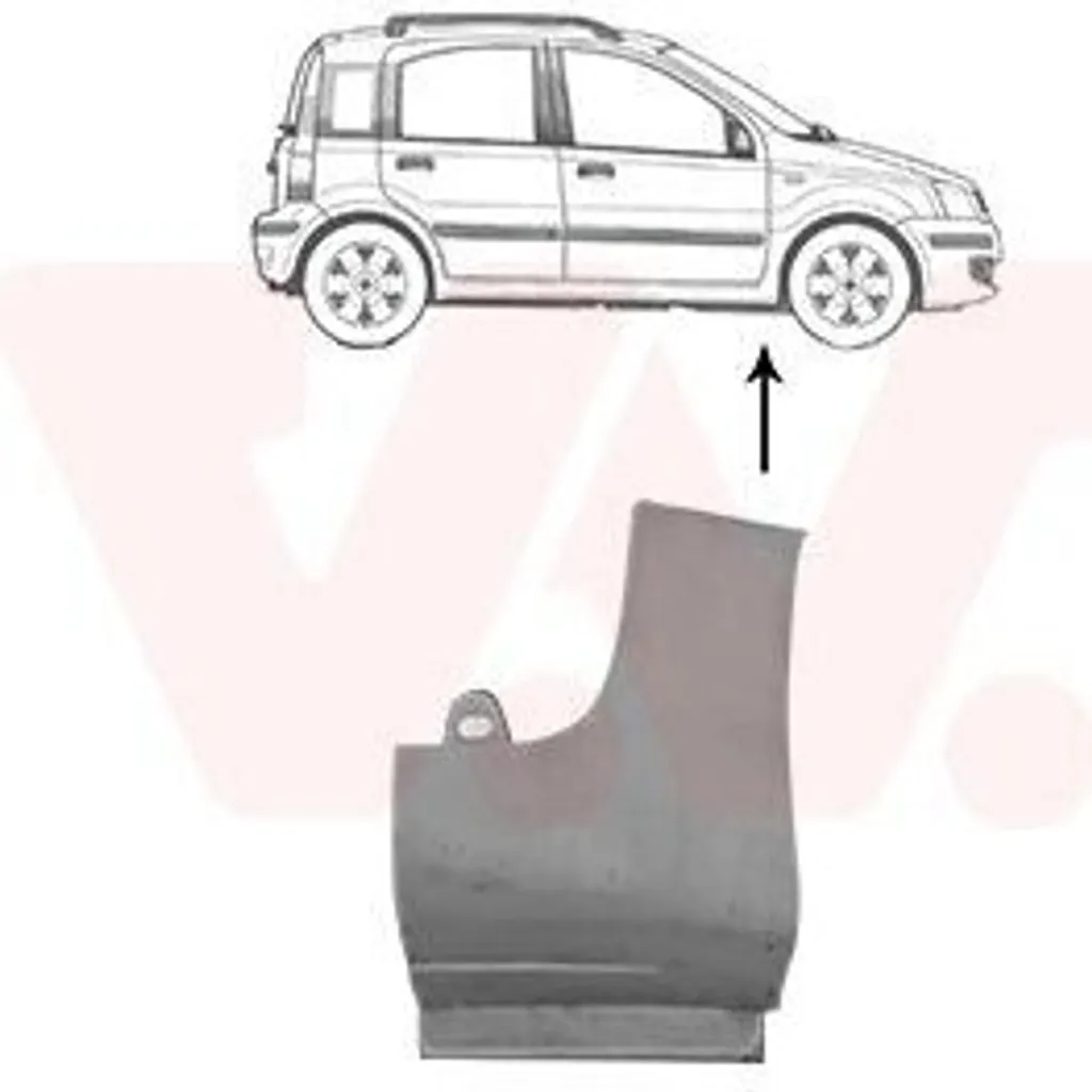 Panneau d'aile avant droite bas Fiat Panda 169 Van Wezel en acier brut