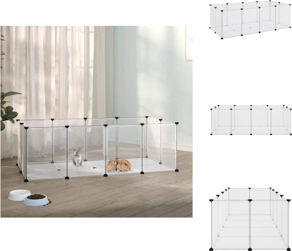 vidaXL Kleintierkäfig Transparent 144x74x46,5 cm PP und Stahl - Lebensräume & Gehege für Kleintiere