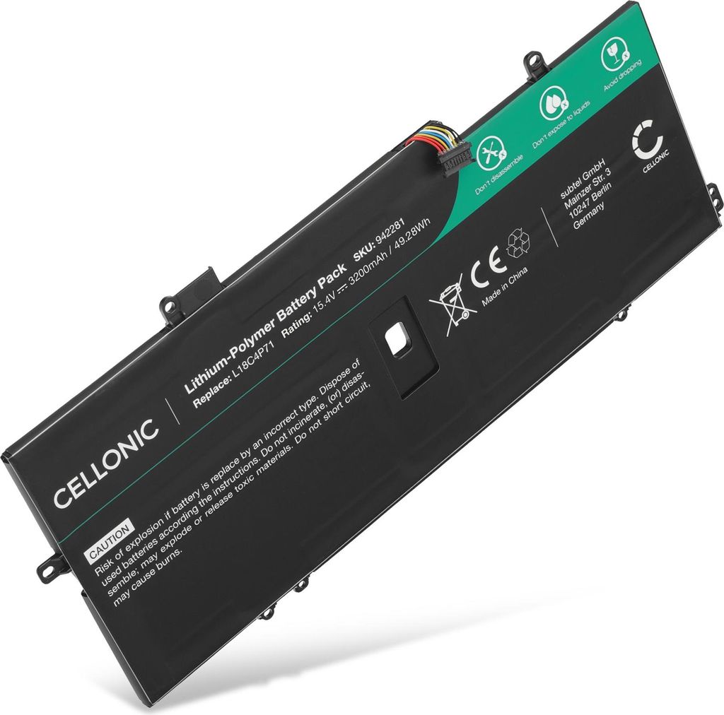 CELLONIC 1x Akku für Notebook Kompatibel mit Lenovo ThinkPad X1 Yoga Gen 5, ThinkPad X1 Carbon Gen 8, Thinkpad X1 Carbon Gen 7, 5B10W13931 - (3200...
