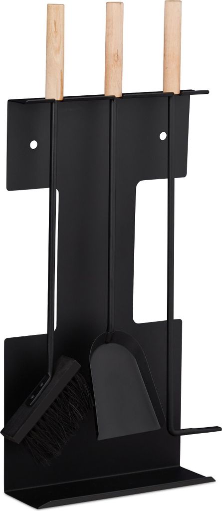 relaxdays 10028788_0 relaxdays Kaminbesteck schwarz, braun Obrázok produktu 