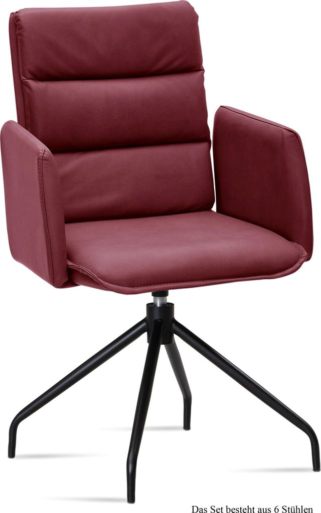 Armlehnstuhl drehbar (6er-Set) Donica 52x92x60 Schwarz/Marsala