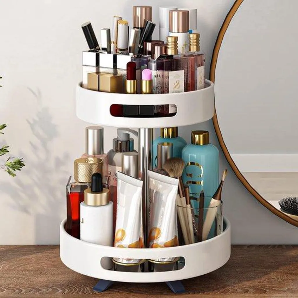 Étagère à épices rotative en inox blanc avec roulements ultra fluides