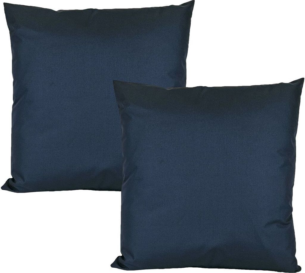 JACK 2er Set 50x50cm Outdoor Kissenhülle Kissenbezug Wasserfest Sitzkissen Lounge Kissen Garten Stuhl Lotus Effekt, Farbe:Marine