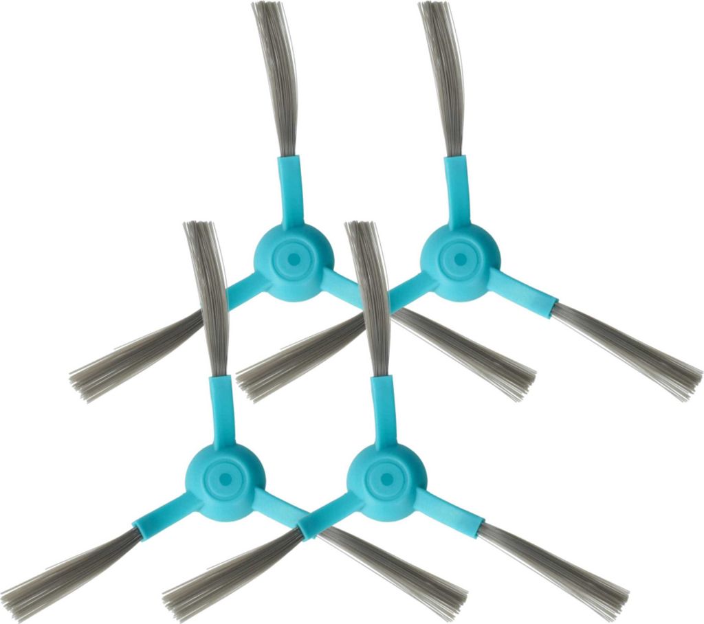 vhbw 4x Seitenbürste kompatibel mit Proscenic M6 Pro Saugroboter - Reinigungsbürsten Set, schwarz / hellblau