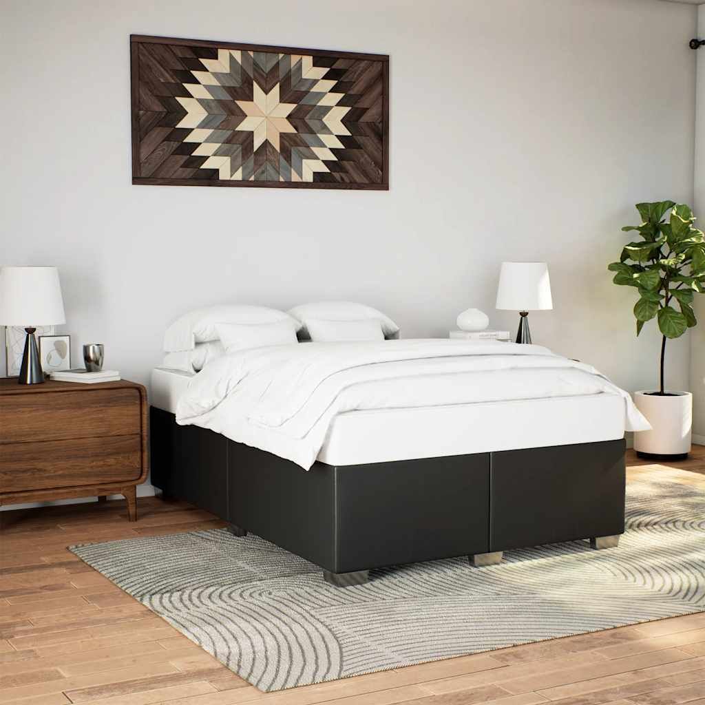 Maison Exclusive - Bettgestell ohne Matratze Schwarz 137x190 cm Kunstleder