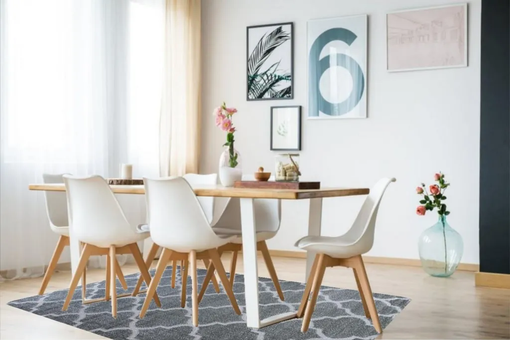 Tapis géométrique gris argenté Lagos texturé pour chambre