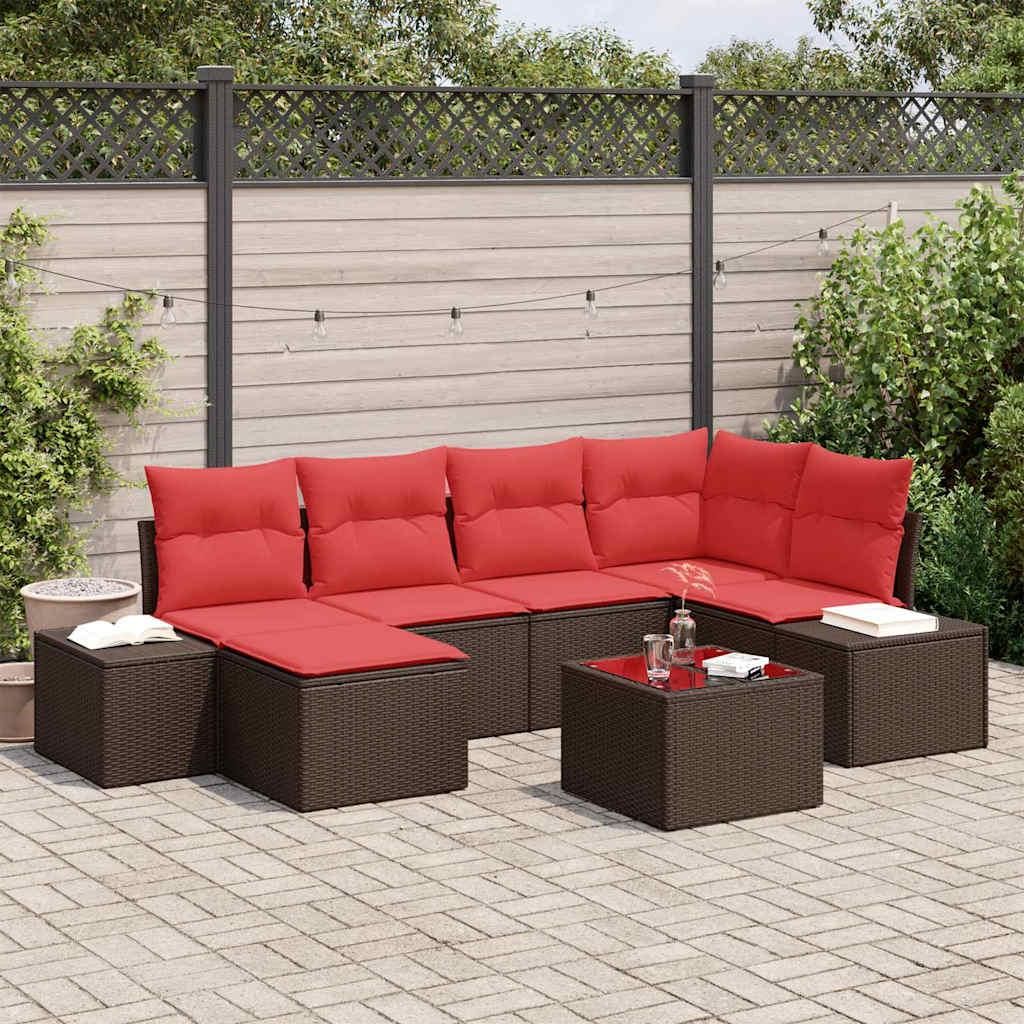 Maison Exclusive - Gartensofa-set mit Kissen 7 pcs Braun Poly-Rattan